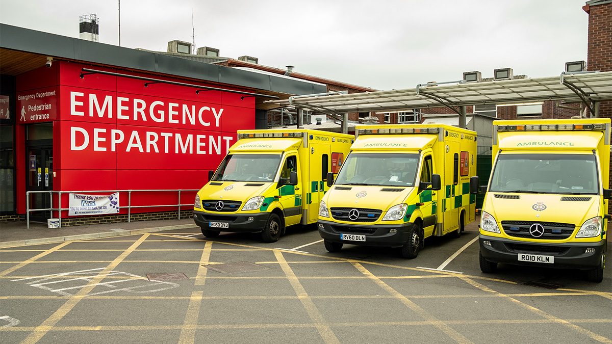 Ambulances outside East Surrey Hospital Accident & Emergency Department
