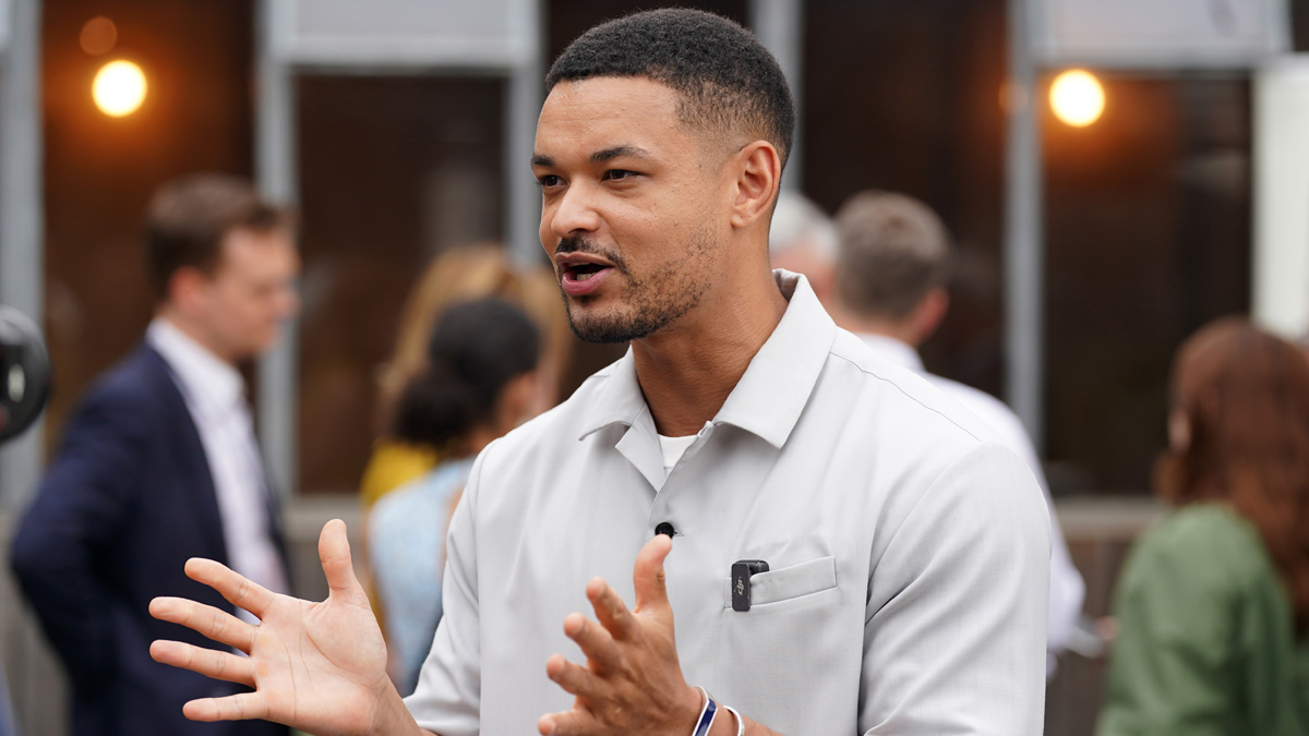 Steven Bartlett speaks to the media at a celebration of the Homewards Programme