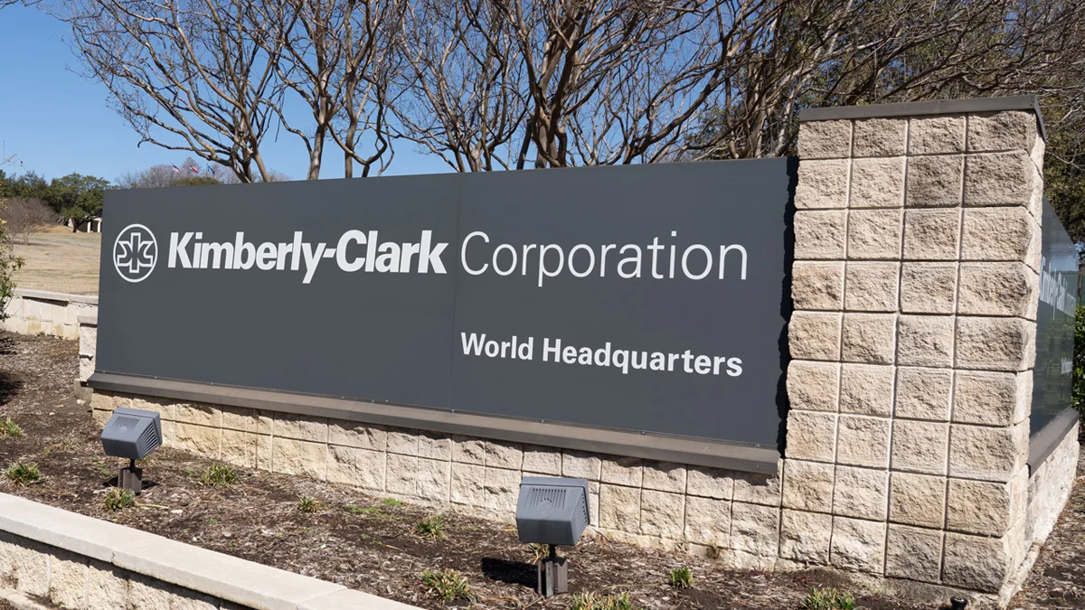 Kimberly-Clark Corporationâ??s sign at its headquarters in Irving, Texas