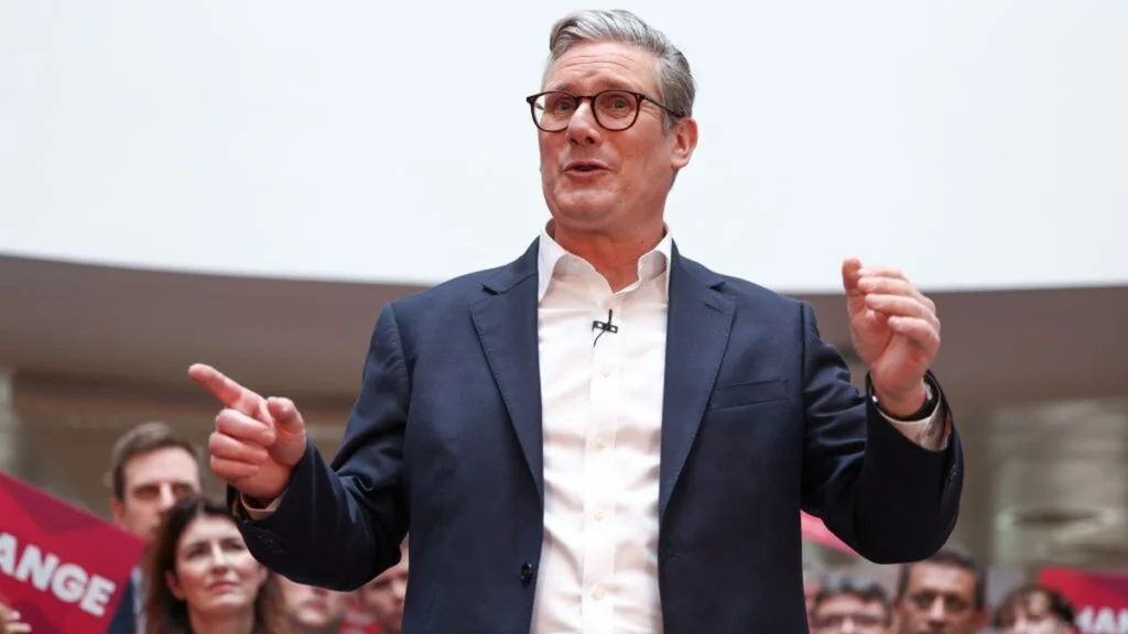 GLASGOW, SCOTLAND - MAY 24: Labour leader Keir Starmer speaks to supporters during the launch of the Scottish Labour general election campaign at Caledonia House on May 24, 2024 in Glasgow, Scotland. Labour leader Keir Starmer is in Scotland to launch the party’s election campaign alongside his Scottish counterpart Anas Sarwar